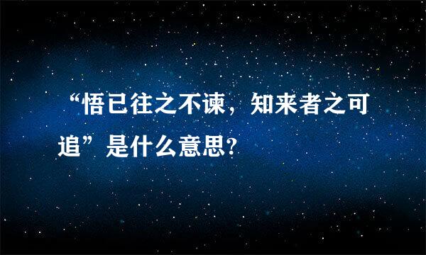 “悟已往之不谏，知来者之可追”是什么意思?