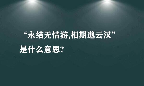 “永结无情游,相期邈云汉”是什么意思?