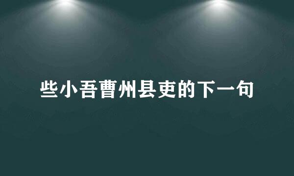 些小吾曹州县吏的下一句