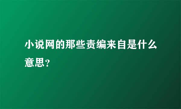 小说网的那些责编来自是什么意思？