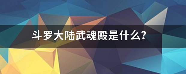 斗罗大陆武来自魂殿是什么？