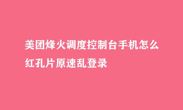 美团烽火调度控制台手机怎么红孔片原速乱登录