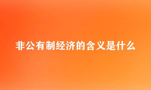 非公有制经济的含义是什么