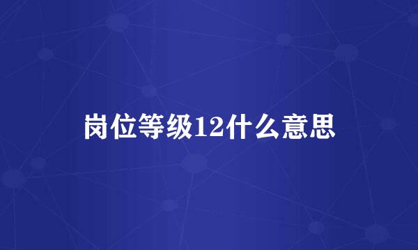 岗位等级12什么意思