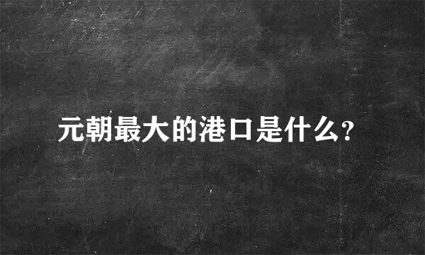 元朝最大的港口是什么？