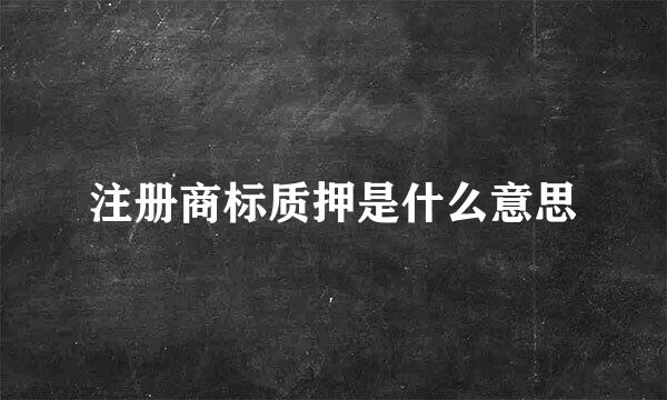 注册商标质押是什么意思