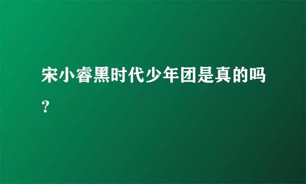 宋小睿黑时代少年团是真的吗？