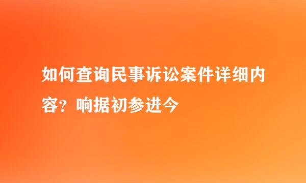 如何查询民事诉讼案件详细内容？响据初参进今