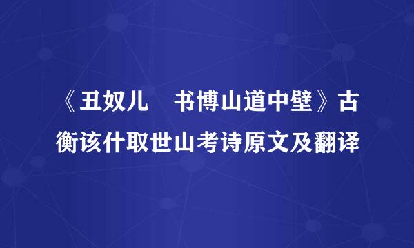 《丑奴儿 书博山道中壁》古衡该什取世山考诗原文及翻译