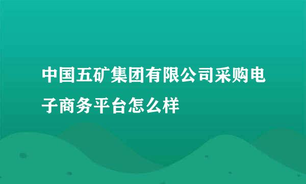 中国五矿集团有限公司采购电子商务平台怎么样