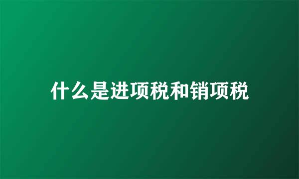 什么是进项税和销项税