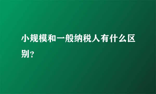 小规模和一般纳税人有什么区别？