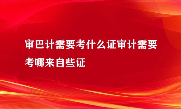 审巴计需要考什么证审计需要考哪来自些证