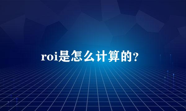 roi是怎么计算的？