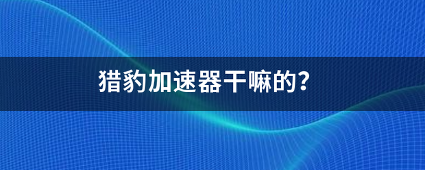 猎豹加速器干嘛的？