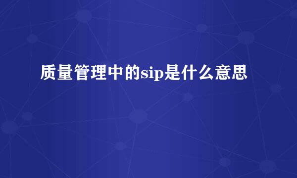 质量管理中的sip是什么意思