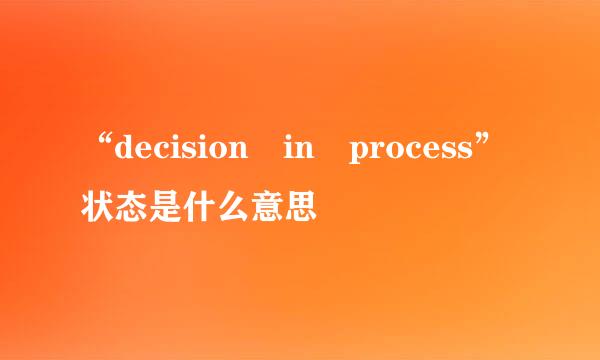 “decision in process”状态是什么意思