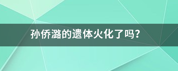 孙侨潞审已编外的遗体火化了吗？