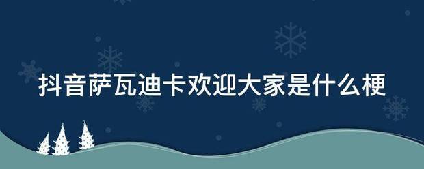 抖音萨瓦迪卡欢迎大家是什么梗