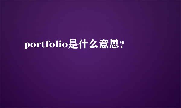 portfolio是什么意思？