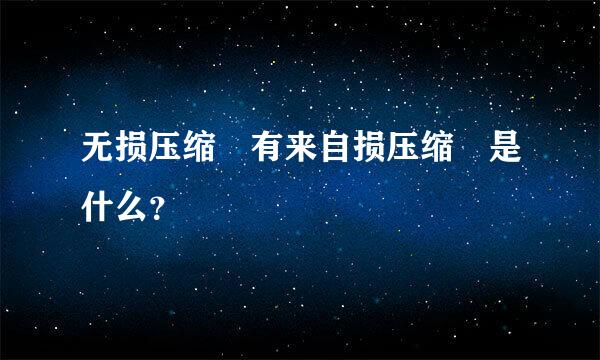 无损压缩 有来自损压缩 是什么？