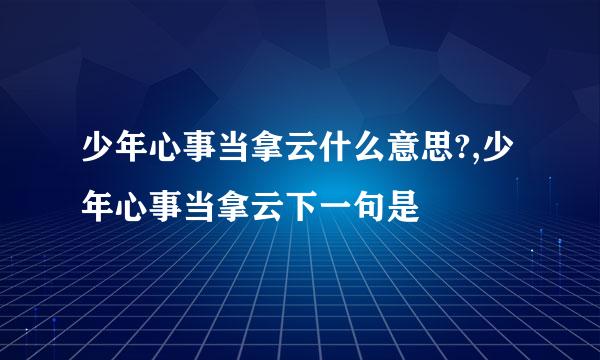 少年心事当拿云什么意思?,少年心事当拿云下一句是