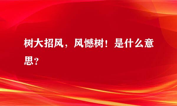 树大招风，风憾树！是什么意思？