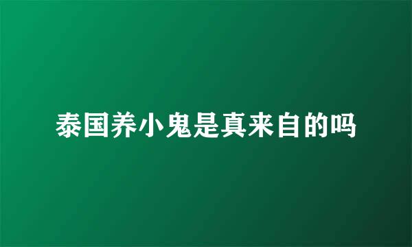 泰国养小鬼是真来自的吗