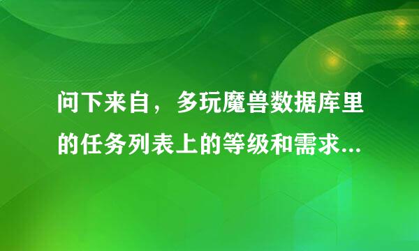 问下来自，多玩魔兽数据库里的任务列表上的等级和需求等级的什么意思?