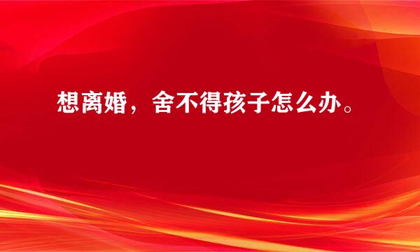 想离婚，舍不得孩子怎么办。