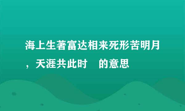 海上生著富达相来死形苦明月，天涯共此时 的意思