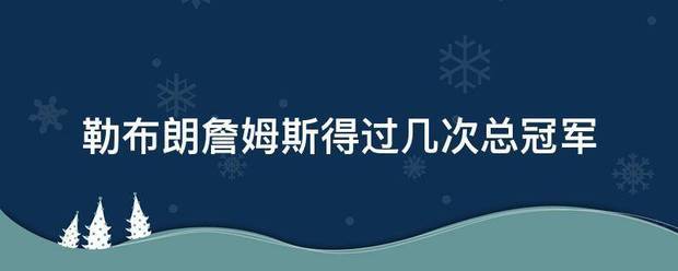 勒布朗詹姆斯得过几次总冠军