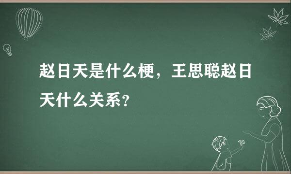 赵日天是什么梗，王思聪赵日天什么关系？