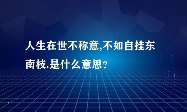 人生在世不称意,不如自挂东南枝.是什么意思？