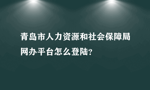 青岛市人力资源和社会保障局网办平台怎么登陆？