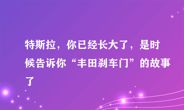 特斯拉，你已经长大了，是时候告诉你“丰田刹车门”的故事了