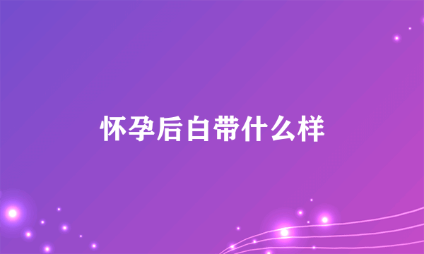 怀孕后白带什么样