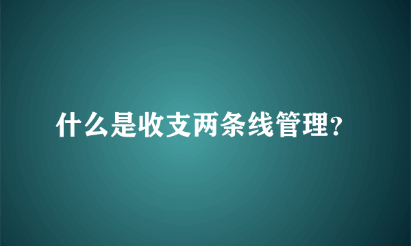 什么是收支两条线管理？