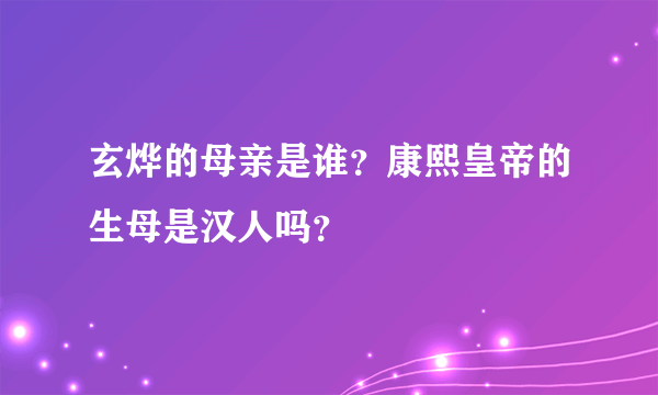 玄烨的母亲是谁？康熙皇帝的生母是汉人吗？