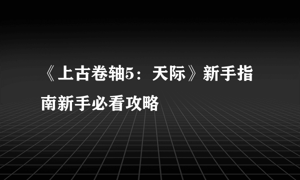 《上古卷轴5：天际》新手指南新手必看攻略