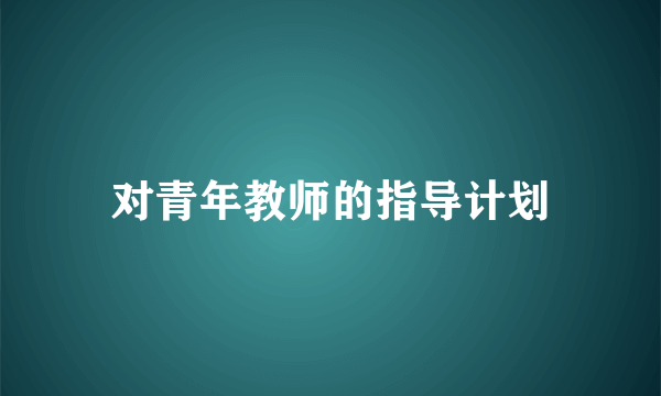 对青年教师的指导计划