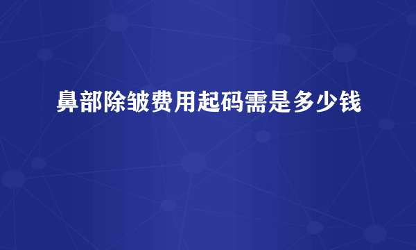 鼻部除皱费用起码需是多少钱