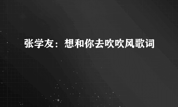 张学友：想和你去吹吹风歌词