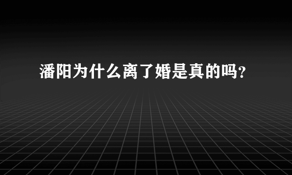 潘阳为什么离了婚是真的吗？