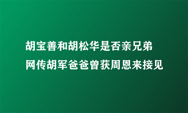 胡宝善和胡松华是否亲兄弟 网传胡军爸爸曾获周恩来接见