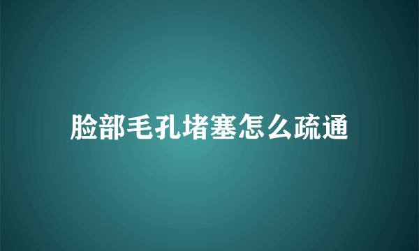 脸部毛孔堵塞怎么疏通