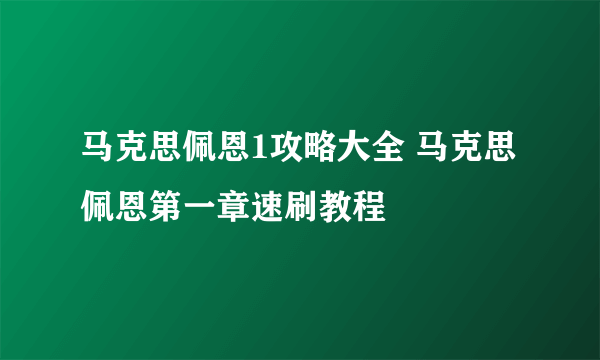 马克思佩恩1攻略大全 马克思佩恩第一章速刷教程