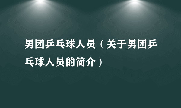 男团乒乓球人员（关于男团乒乓球人员的简介）