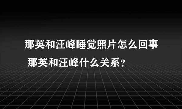 那英和汪峰睡觉照片怎么回事 那英和汪峰什么关系？