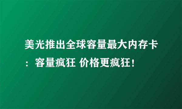 美光推出全球容量最大内存卡：容量疯狂 价格更疯狂！